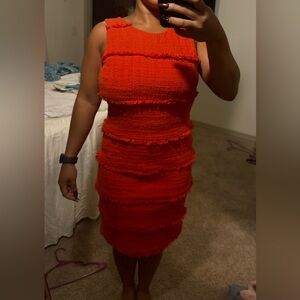 J. CREW Scarlet-colored, mid-dress size 4.